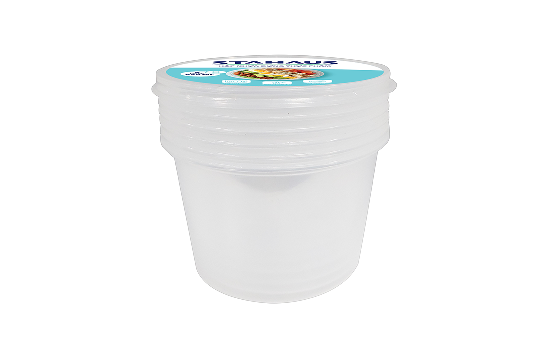 Hộp nhựa đựng thực phẩm tròn Stahaus 650ml (05 bộ/ lốc)